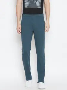 Reebok Men Teal Blue Foundation Knit Training Track Pants