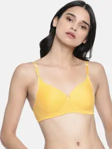 Lady Love Yellow Solid Non-Wired Lightly Padded T-shirt Bra LLBR1019