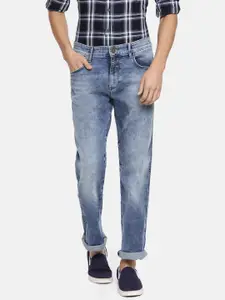 John Players Men Blue Regular Fit Mid-Rise Clean Look Stretchable Jeans