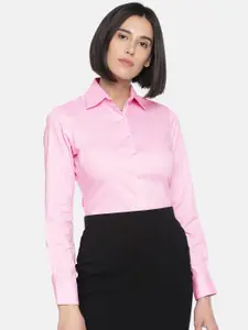 Park Avenue Women Pink Solid Regular Fit Formal Shirt