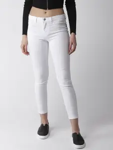 Flying Machine Women White Regular Fit Mid-Rise Clean Look Stretchable Cropped Jeans