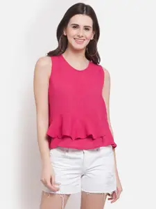 Martini Women Pink Solid Tiered Top