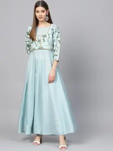 Ahalyaa Women Blue Solid Maxi Dress