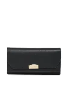 Lino Perros Women Black Solid Three Fold Wallet