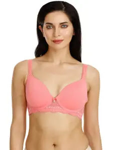 Zivame Pink Solid Non-Wired Heavily Padded T-shirt Bra ZI1601FASHZ