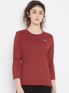 JUMP USA Women Red Solid Pure Cotton Top