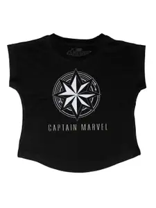 Marvel by Wear Your Mind Girls Black Printed Captain Marvel Top