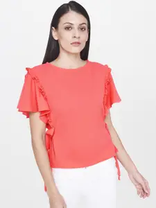 AND Women Coral Pink Solid Top