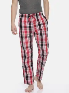 Pepe Jeans Men Red & Black Checked Lounge Pants
