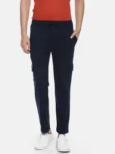 Pepe Jeans Men Navy Blue Regular Fit Solid Athleisure Track Pants