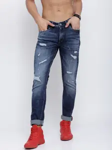LOCOMOTIVE Men Blue Slim Fit Mid-Rise Mildly Distressed Stretchable Jeans
