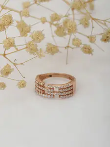 Carlton London Rose Gold-Plated CZ-studded Finger Ring