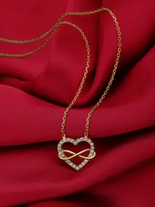 Carlton London Gold-Plated CZ-Studded Heart-Shaped Necklace