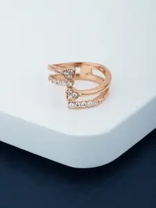 Carlton London Rose Gold-Plated CZ-studded Finger Ring
