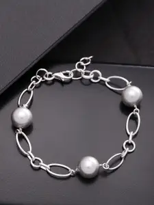 Carlton London Carlton London Silver-Toned Rhodium-Plated Link Bracelet