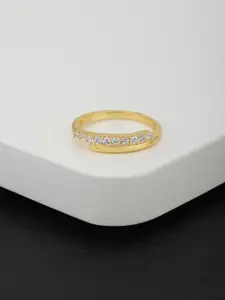 Carlton London Gold-Plated CZ-studded Finger Ring