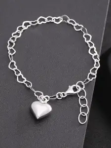 Carlton London Silver-Toned Rhodium-Plated Charm Bracelet