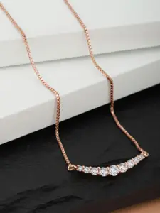 Carlton London Rose Gold-Plated CZ-Studded Necklace