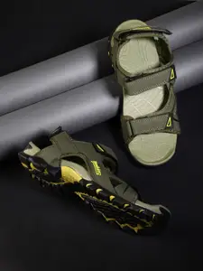 The Roadster Lifestyle Co Men Olive Green Solid Sports Sandals
