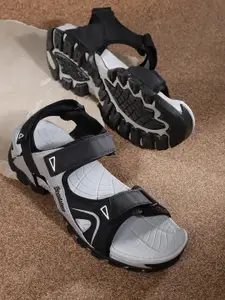 The Roadster Lifestyle Co Men Black & Grey Comfort Sandals