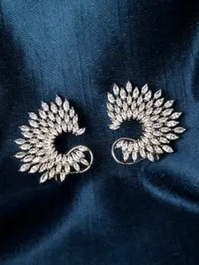 Rubans Silver-Plated Handcrafted Crescent Shaped Studs
