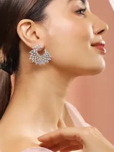 Rubans Silver-Plated Handcrafted AD & Cubic Zirconia Studded Designer Spiral Stud Earring