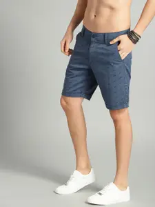 The Roadster Lifestyle Co Men Blue Printed Regular Fit Chino Shorts