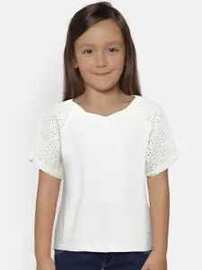 Pepe Jeans Girls White Solid Top