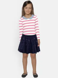 United Colors of Benetton United Colors of Benetton Girls Navy Blue Embellished Flared Skirt