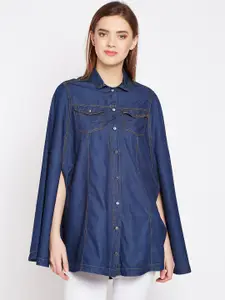 Oxolloxo Women Navy Blue Regular Fit Solid Casual Shirt