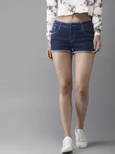 Moda Rapido Women Blue Solid Regular Fit Denim Shorts