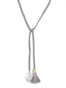KARATCART Grey Gold-Plated Tasselled Open Necklace