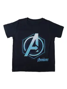 Marvel by Wear Your Mind Boys Navy Blue Captain America Printed Round Neck T-shirt