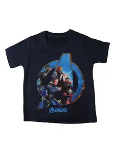 Marvel by Wear Your Mind Boys Navy Blue Printed Round Neck T-shirt