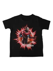 Marvel by Wear Your Mind Boys Black Iron Man Printed Round Neck T-shirt