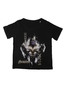 Marvel by Wear Your Mind Boys Black Thanos Printed Round Neck T-shirt