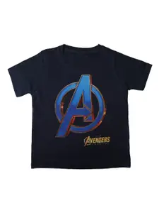 Marvel by Wear Your Mind Boys Navy Blue Captain America Printed Round Neck T-shirt