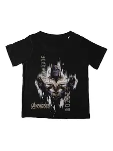 Marvel by Wear Your Mind Boys Black Thanos Printed Round Neck T-shirt