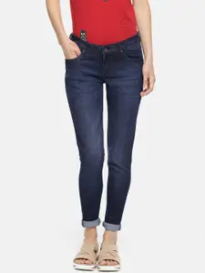 People Women Blue Skinny Fit Low-Rise Clean Look Stretchable Jeans