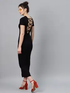 SASSAFRAS Black Styled Back Maxi Dress