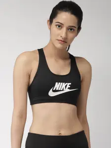 Nike Black Printed As Swoosh Futura Padded Sports Bra