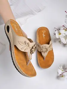 Shoetopia Women Cream-Coloured Embellished Sandals