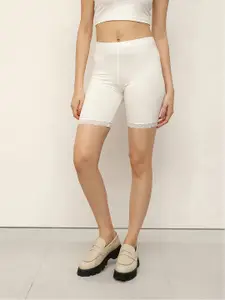 Espresso Women Off-White Solid Lounge Shorts ESP-4012