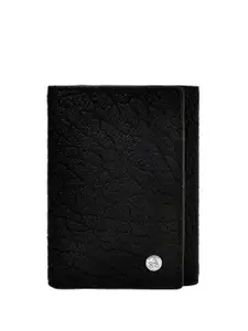 Eske Men Black Solid Three Fold Wallet