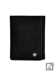 Eske Men Black Solid Three Fold Wallet