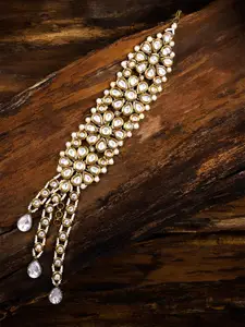 Zaveri Pearls Gold-Toned Kundan Floral Design Wraparound Bracelet
