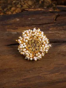 Zaveri Pearls Gold Tone Embellished With Pearls Adjustable Finger Ring