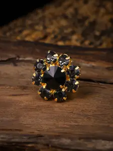 Zaveri Pearls Contemporary Style Black Adjustable Finger Ring