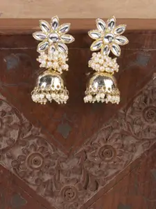 AccessHer Gold-Plated & White Jadau Dome Shaped Jhumkas