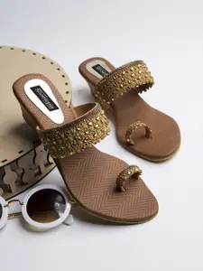 Shoetopia Women Copper-Toned Embellished Sandals